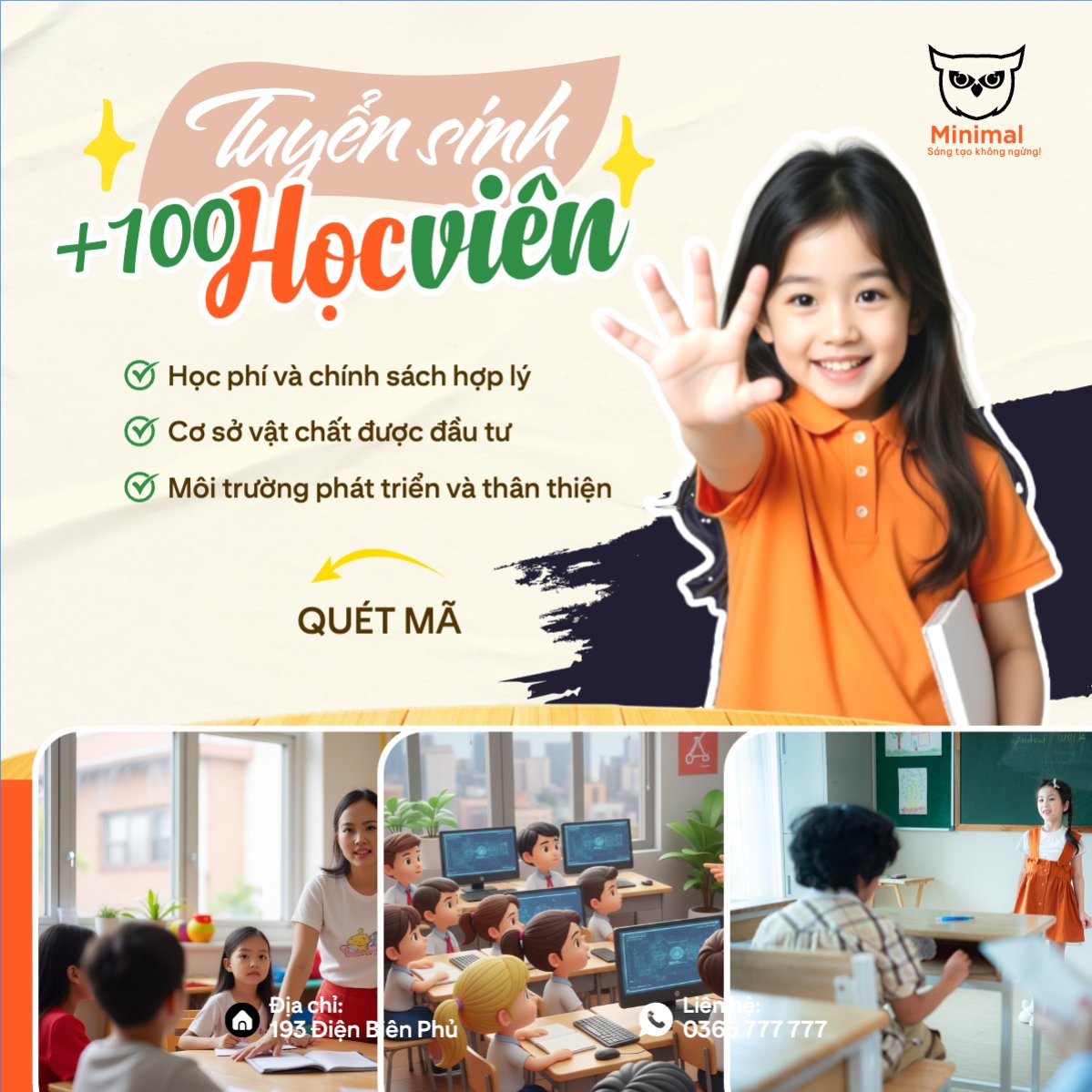 Mẫu Bài post MXH vuông Tuyển sinh 100 học viên — LayerPic