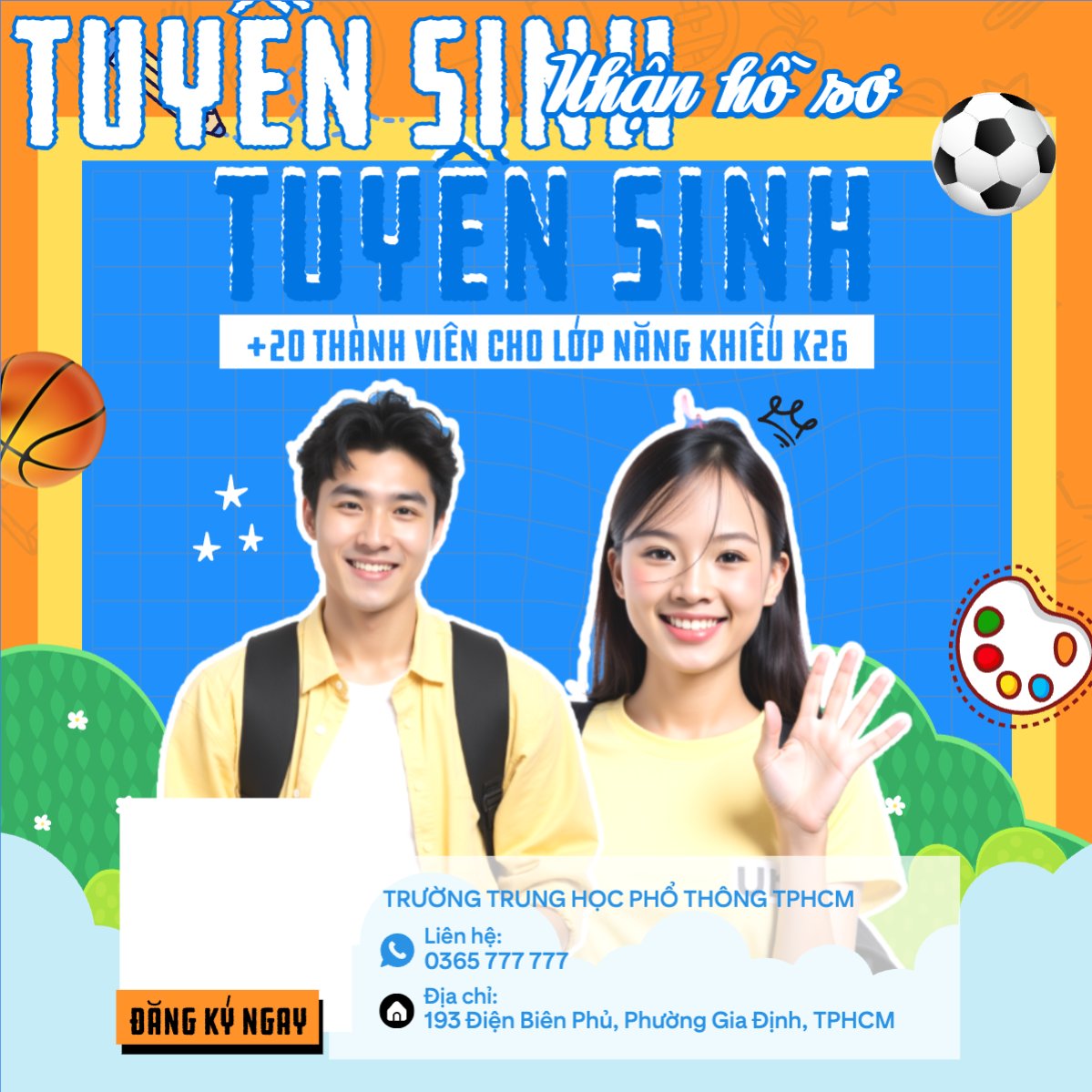 Mẫu Bài post MXH vuông Nhận hồ sơ tuyển sinh — LayerPic