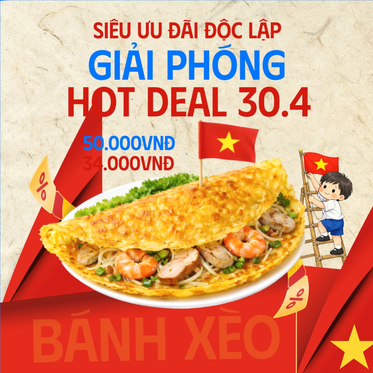 Mẫu Bài post MXH vuông Siêu ưu đãi độc lập giải phóng Hot Deal — LayerPic