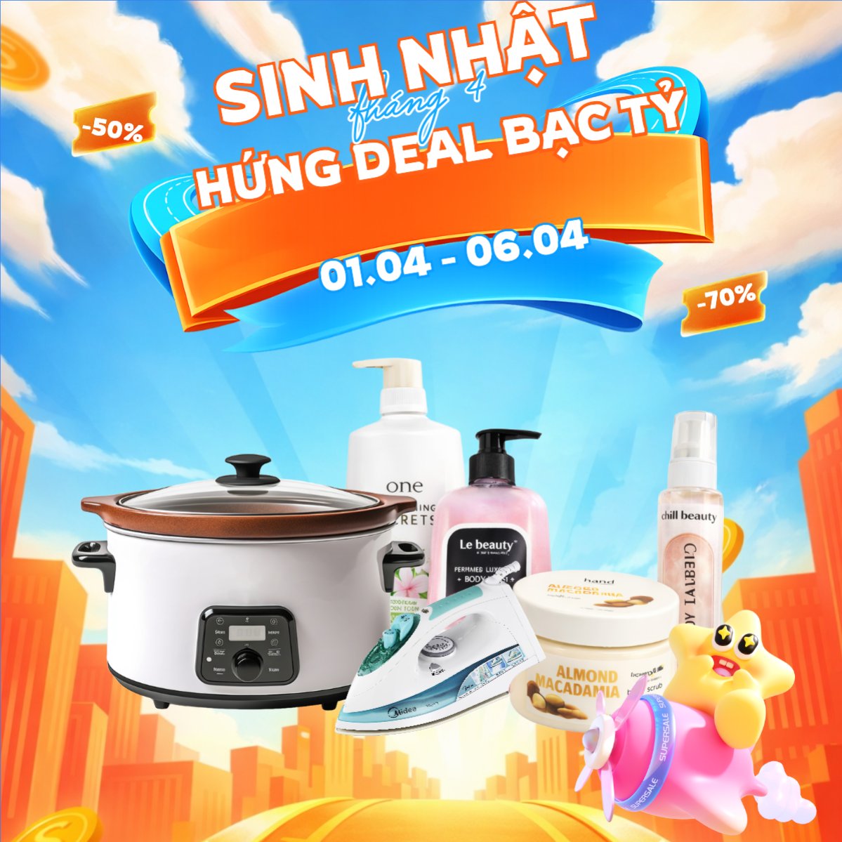 Mẫu Bài post MXH vuông Sinh nhật tháng 4 hứng deal bạc tỷ — LayerPic