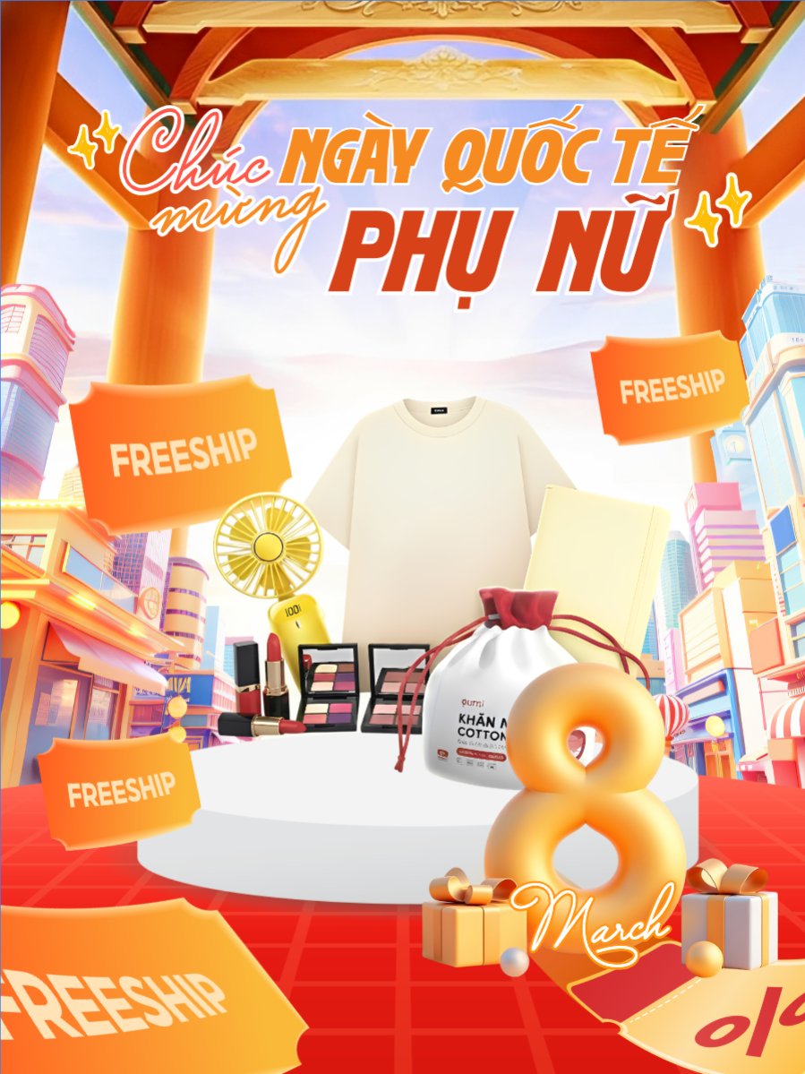 Mẫu Banner dọc Chúc mừng ngày Quốc tế phụ nữ 8/3 — LayerPic