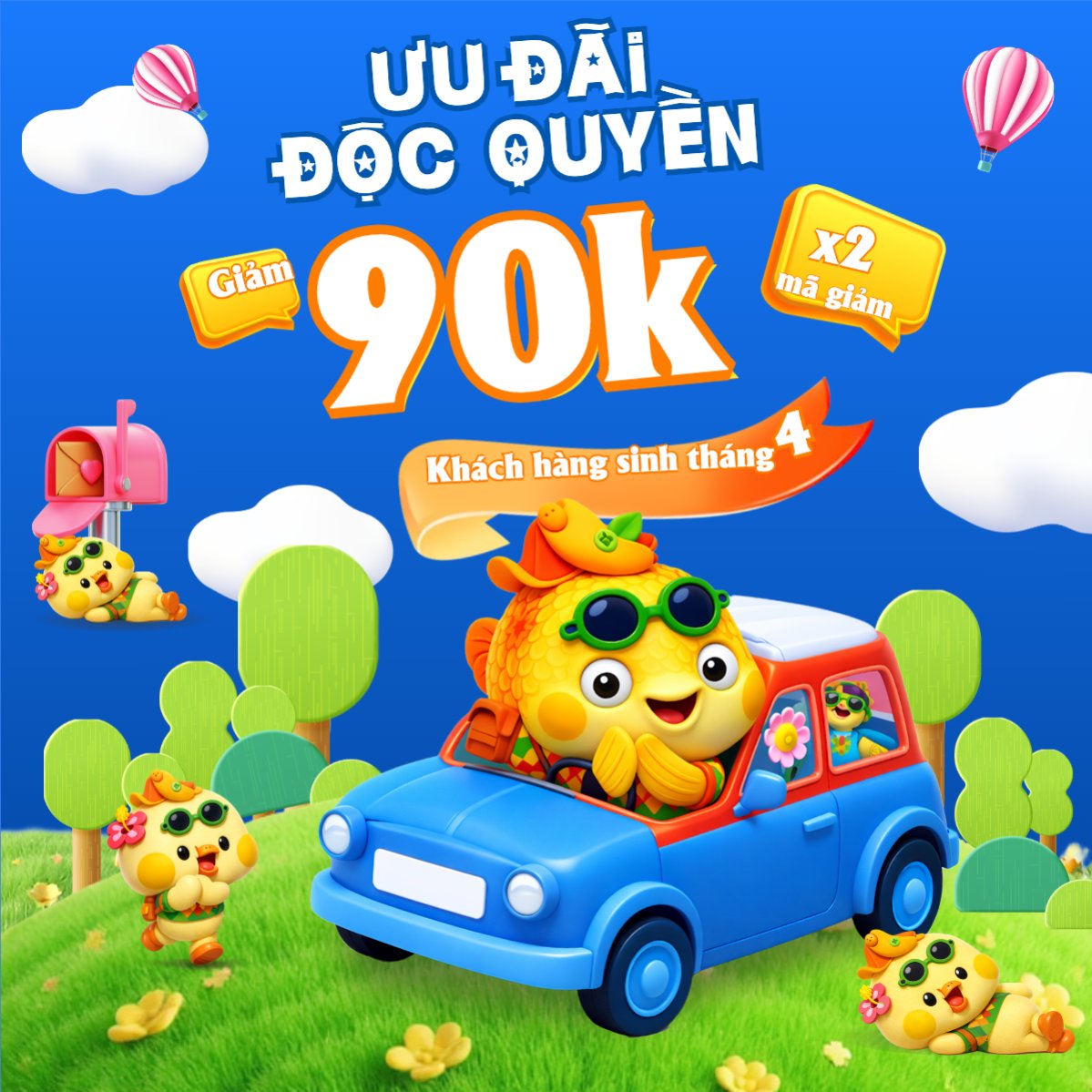 Mẫu Bài post MXH vuông Ưu đãi độc quyền cho khách hàng sinh tháng 4 — LayerPic