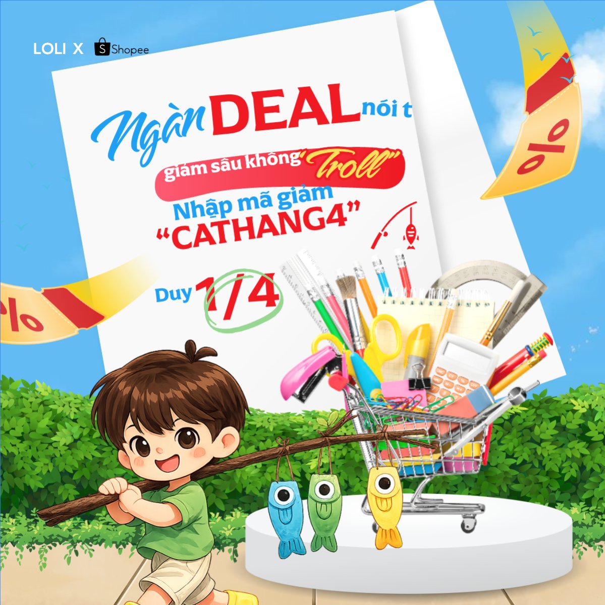 Mẫu Bài post MXH vuông Ngàn Deal nói thật giảm sâu không Troll — LayerPic