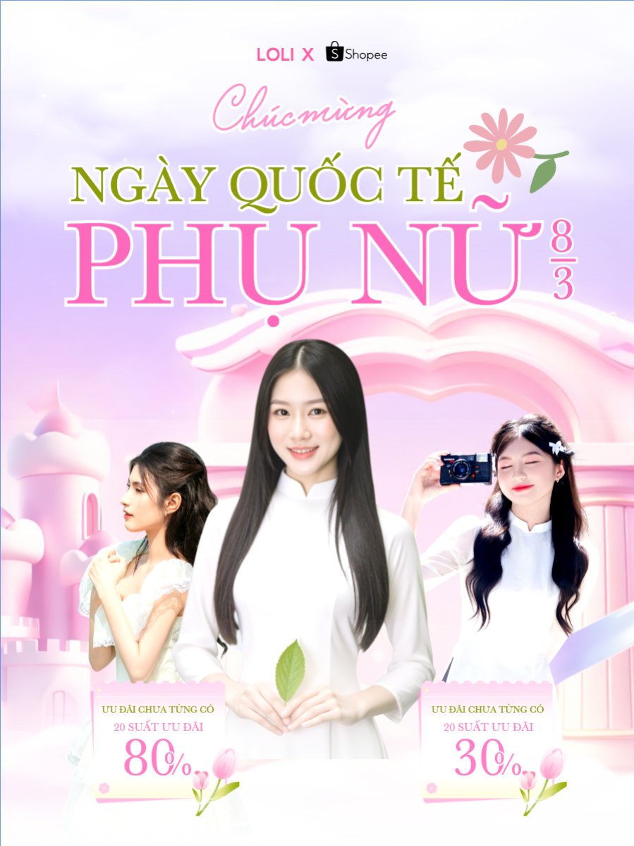 Mẫu Banner dọc Chúc mừng ngày Quốc tế phụ nữ 8/3 — LayerPic