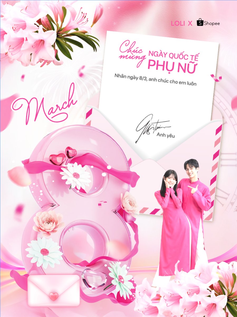 Mẫu Banner dọc Chúc mừng ngày Quốc tế phụ nữ 8/3 — LayerPic