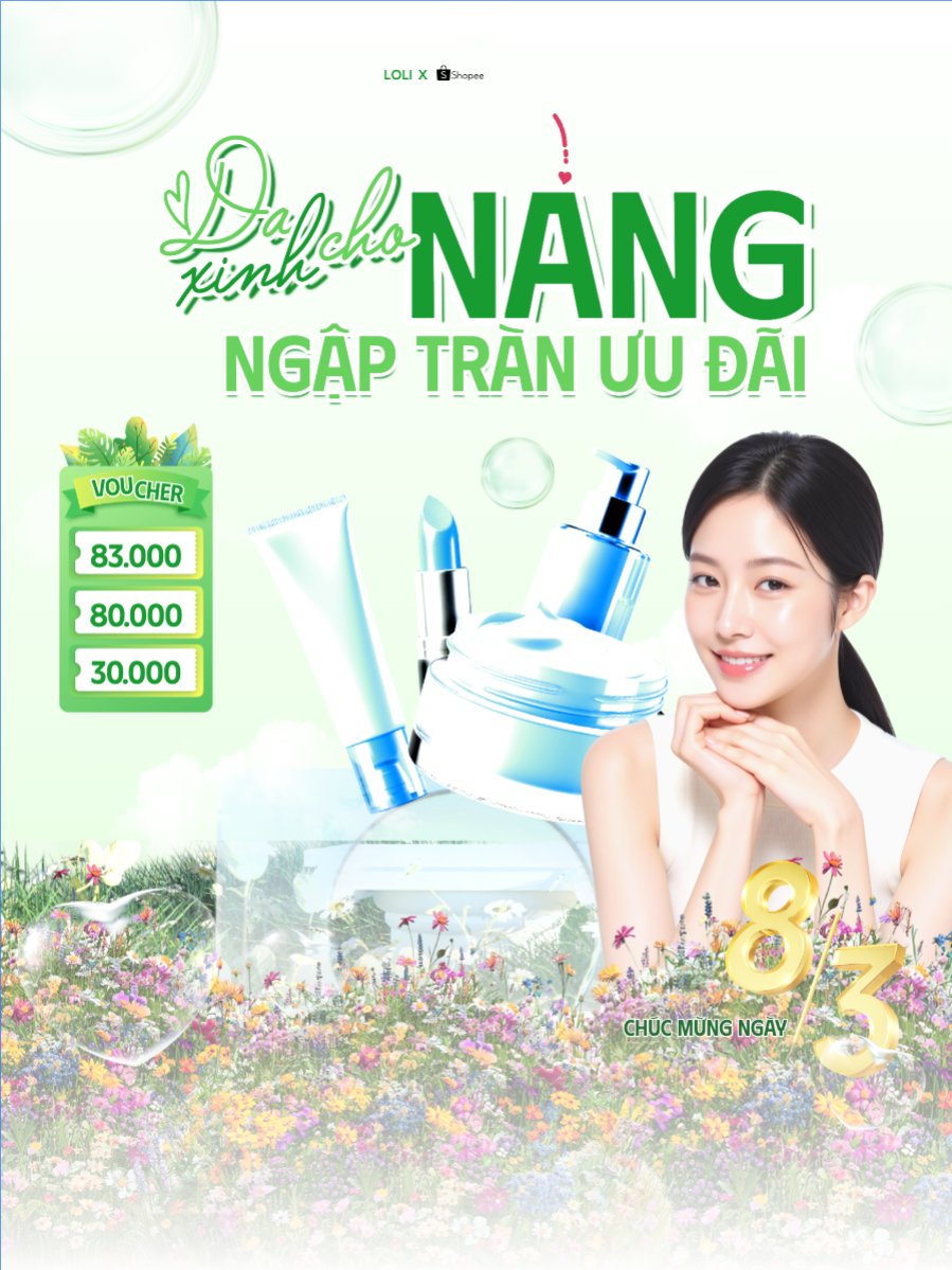 Mẫu Banner dọc Da xinh cho nàng ngập tràn ưu đãi 8/3 — LayerPic