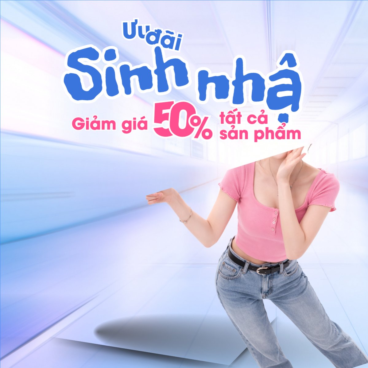 Mẫu Bài post MXH vuông Giảm giá sinh nhật — LayerPic