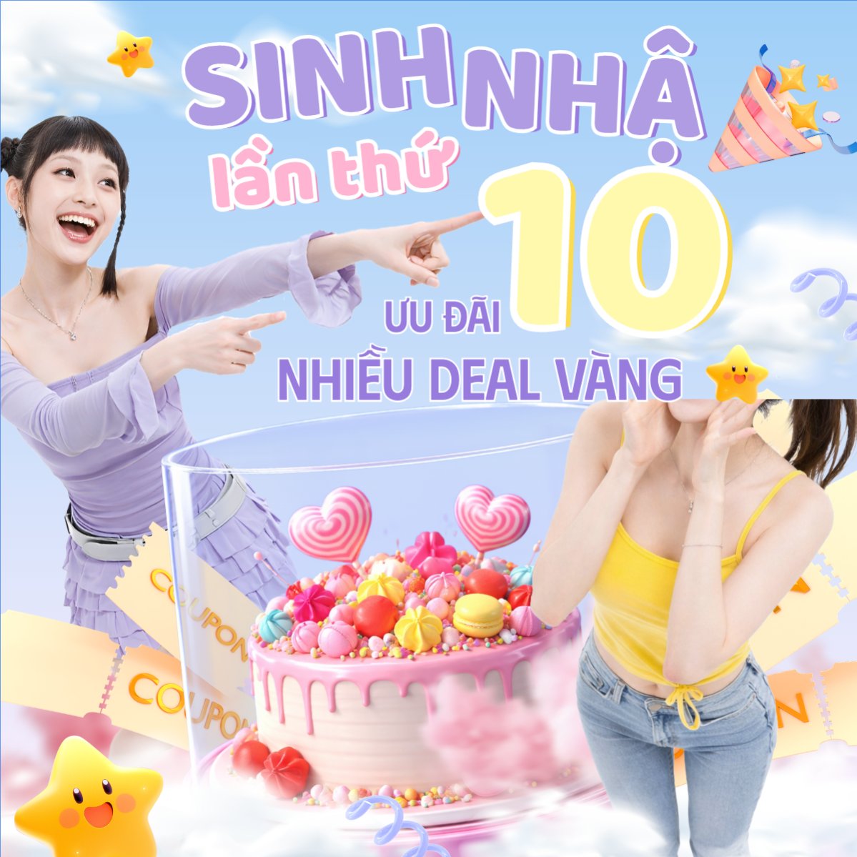 Mẫu Bài post MXH vuông Giảm giá sinh nhật — LayerPic