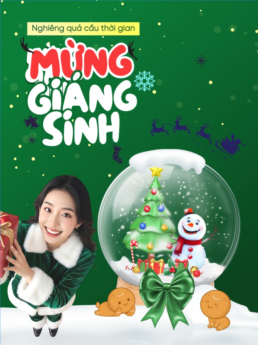 Mẫu Banner dọc Nghiêng quả cầu thời gian mừng giáng sinh — LayerPic