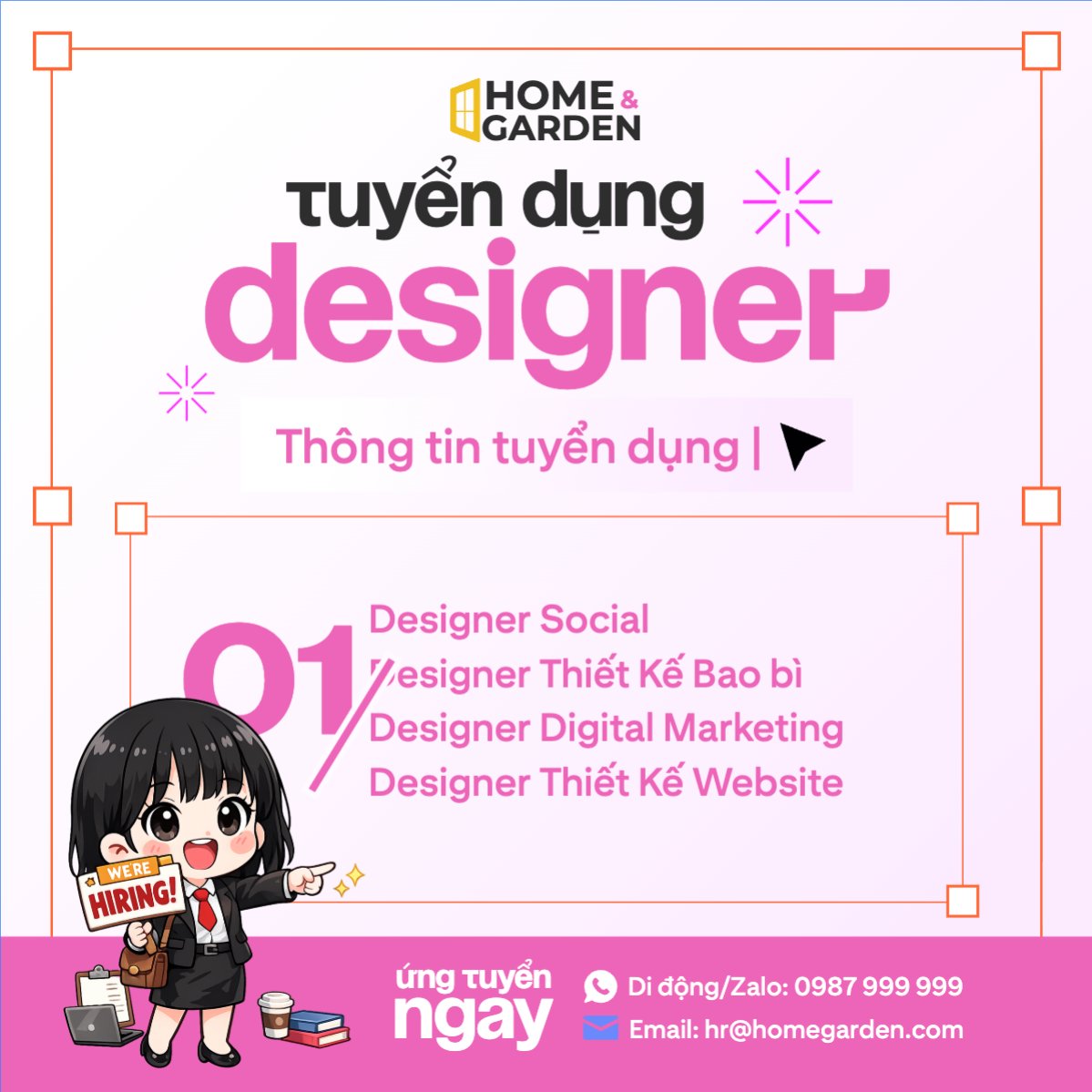 Mẫu Bài post MXH vuông Tuyển dụng Designer — LayerPic