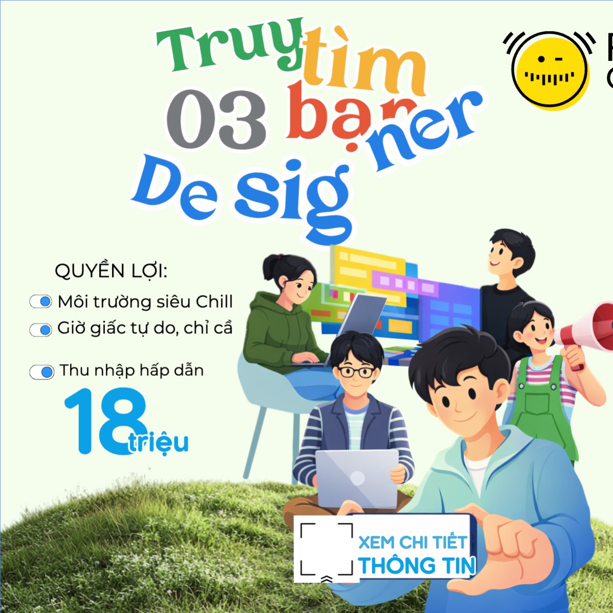 Mẫu Bài post MXH vuông Truy tìm 3 bạn designer — LayerPic