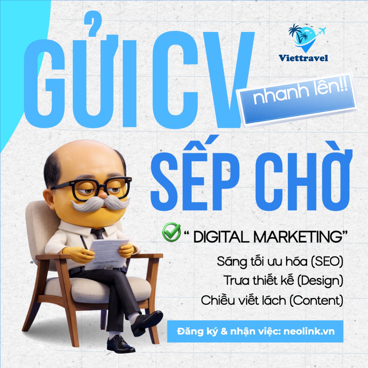 Mẫu Bài post MXH vuông Gửi Cv, sếp chờ — LayerPic