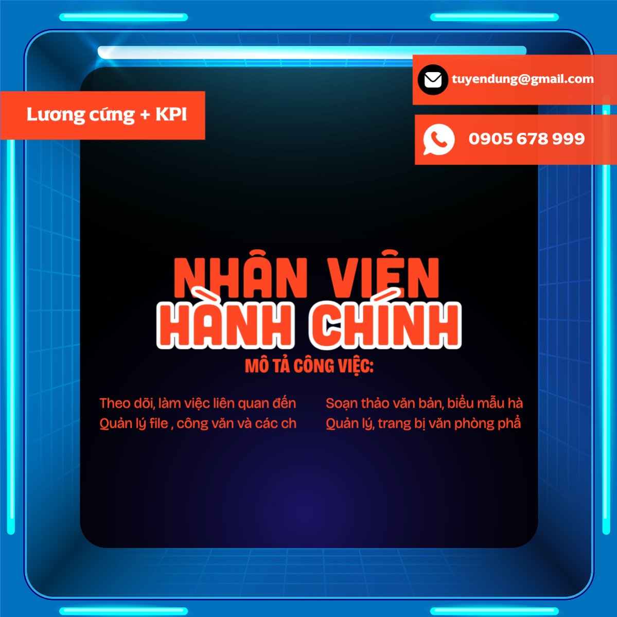 Mẫu Bài post MXH vuông Tuyển dụng nhân viên hành chính — LayerPic