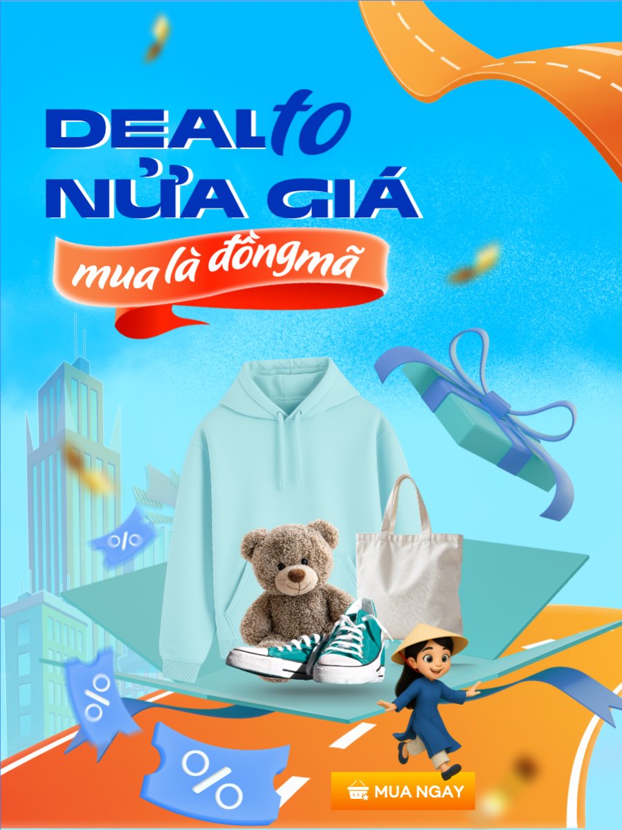 Mẫu Banner dọc Deal to nửa giá mua là đồng mã — LayerPic