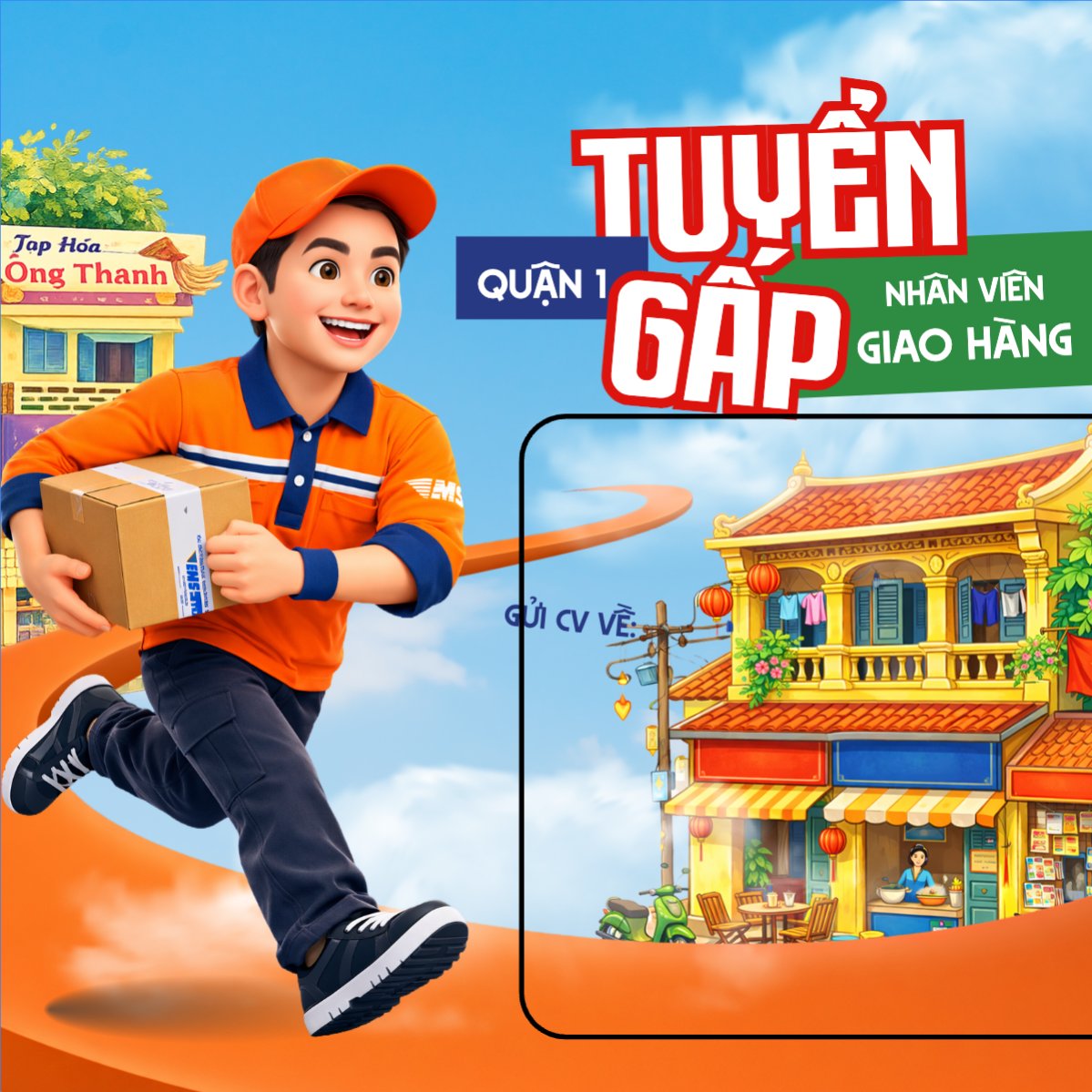 Mẫu Bài post MXH vuông Tuyển nhân viên giao hàng — LayerPic