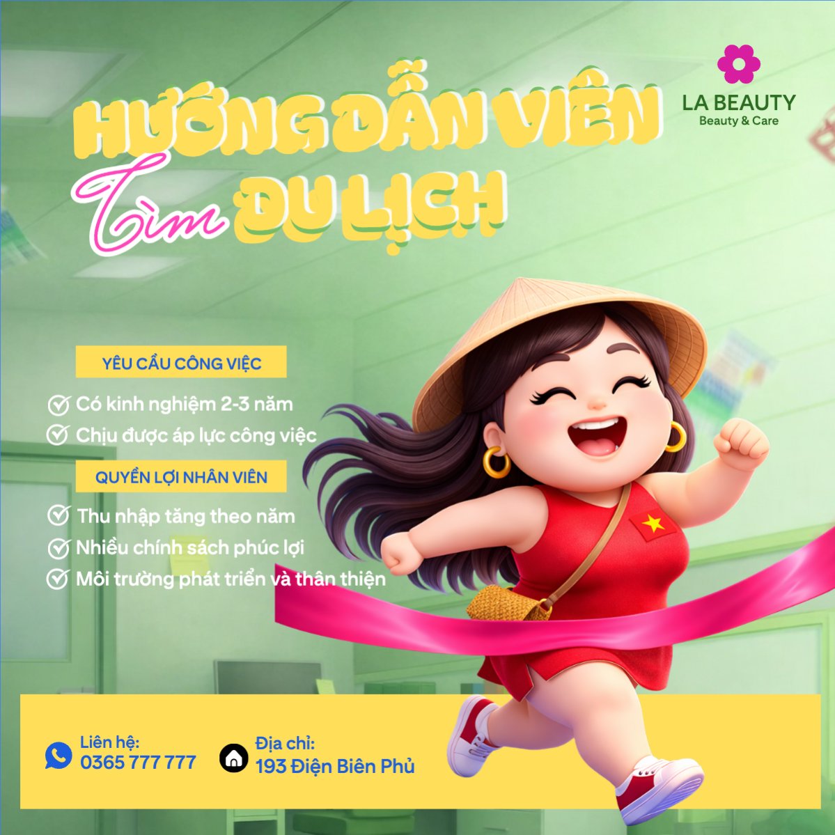 Mẫu Bài post MXH vuông Tìm hướng dẫn viên du lịch — LayerPic