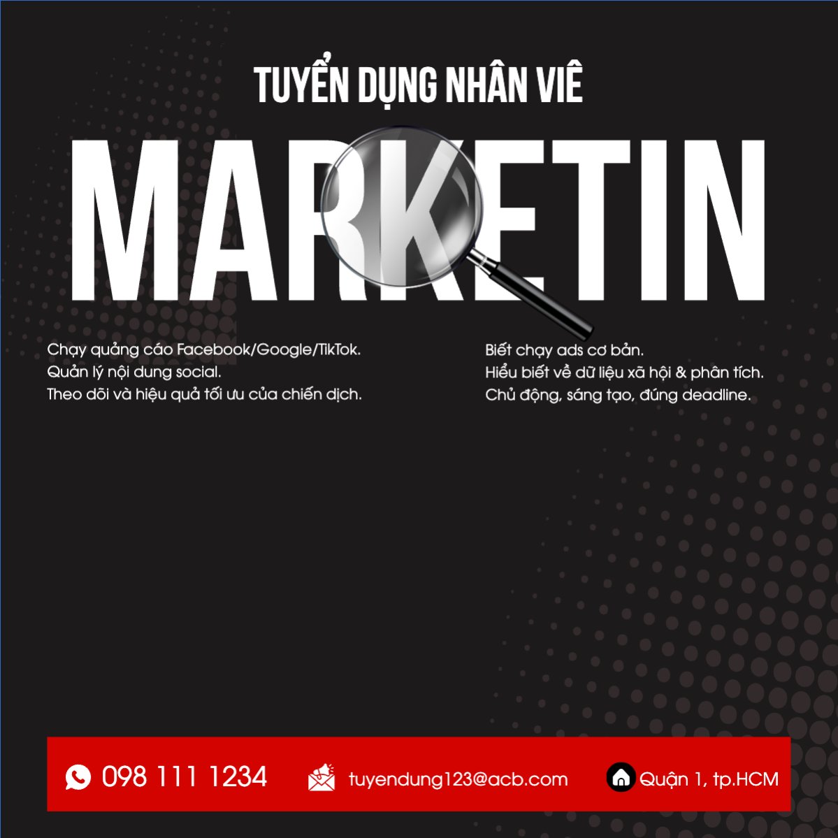 Mẫu Bài post MXH vuông Tuyển dụng marketing — LayerPic