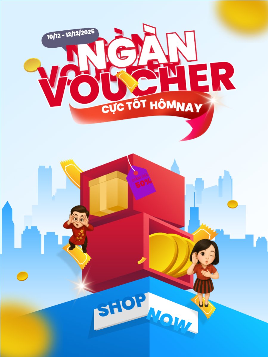 Mẫu Banner dọc Ngàn voucher cực tốt hôm nay — LayerPic