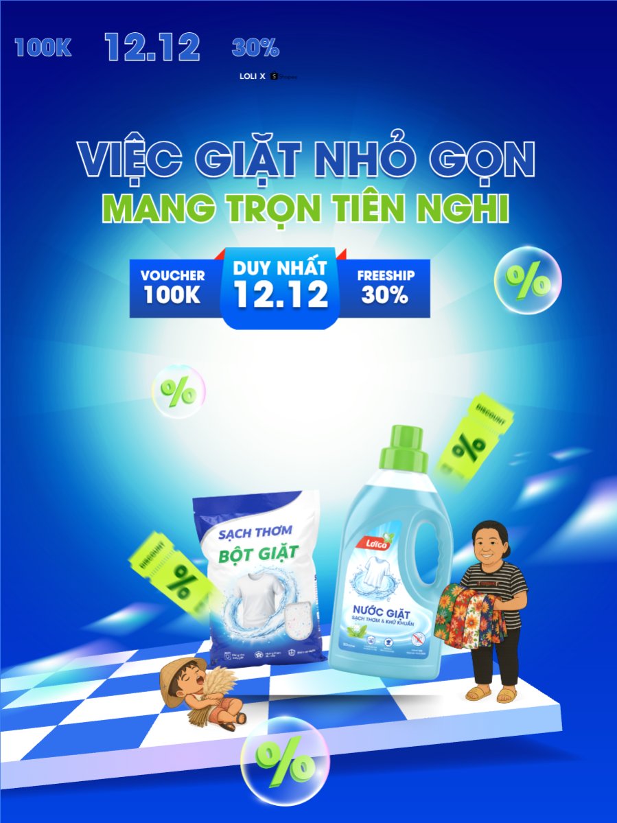 Mẫu Banner dọc Việc giặt nhỏ gọn mang trọn tiện nghi — LayerPic
