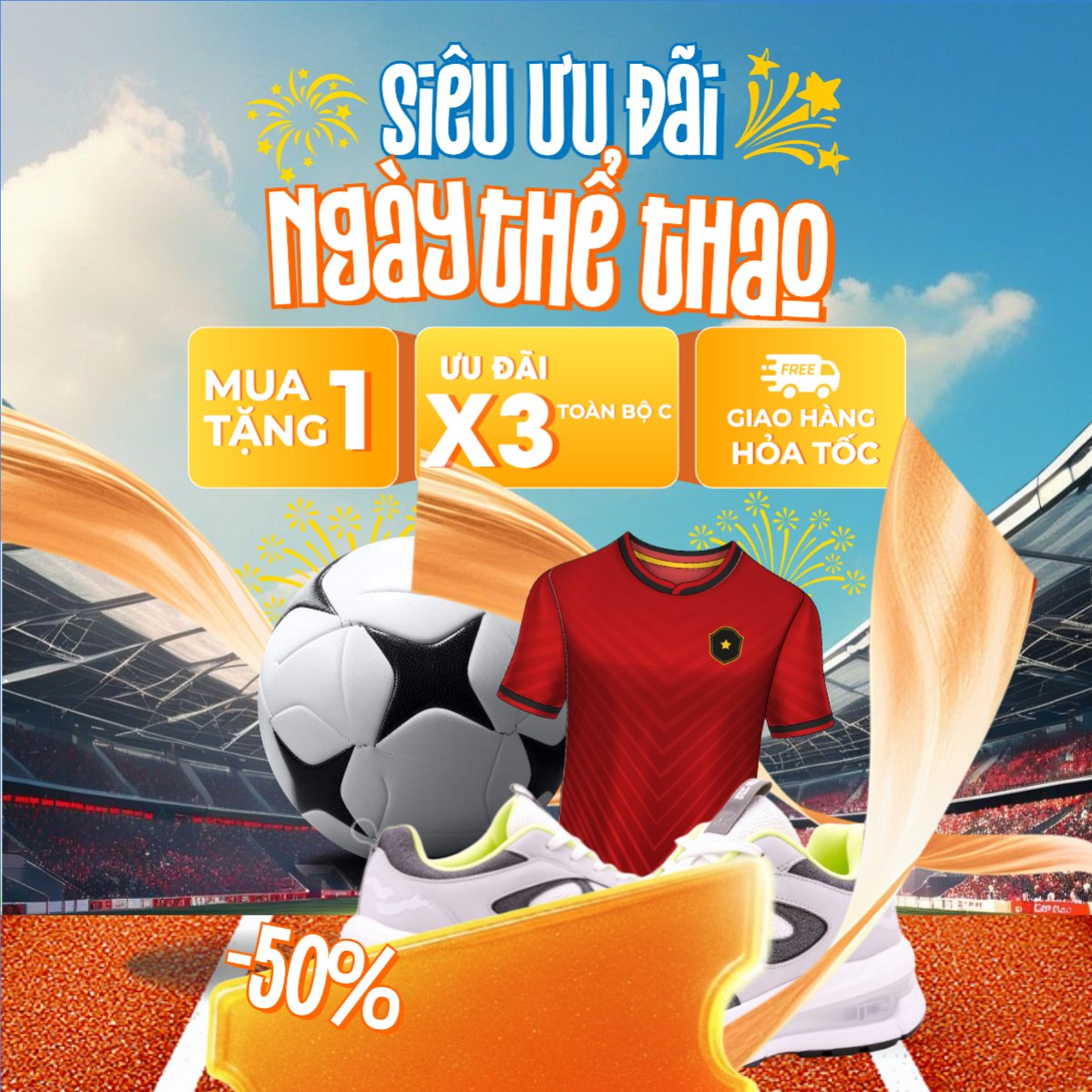 Mẫu Bài post MXH vuông Ngày thể thao Việt Nam 27/3 — LayerPic