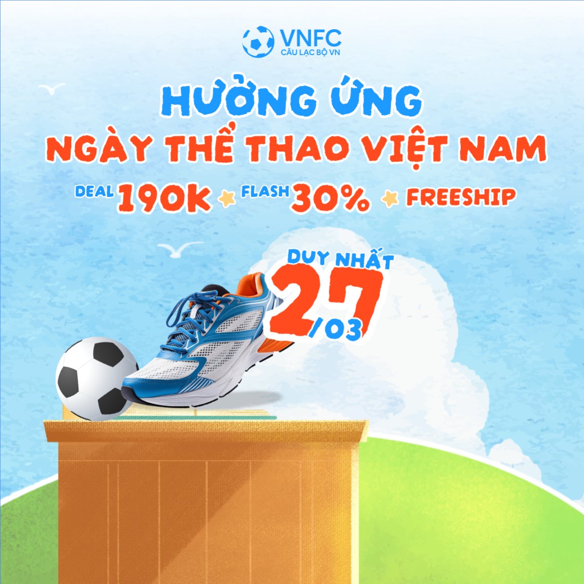 Mẫu Bài post MXH vuông Hướng ứng ngày thể thao Việt Nam 27/3 — LayerPic