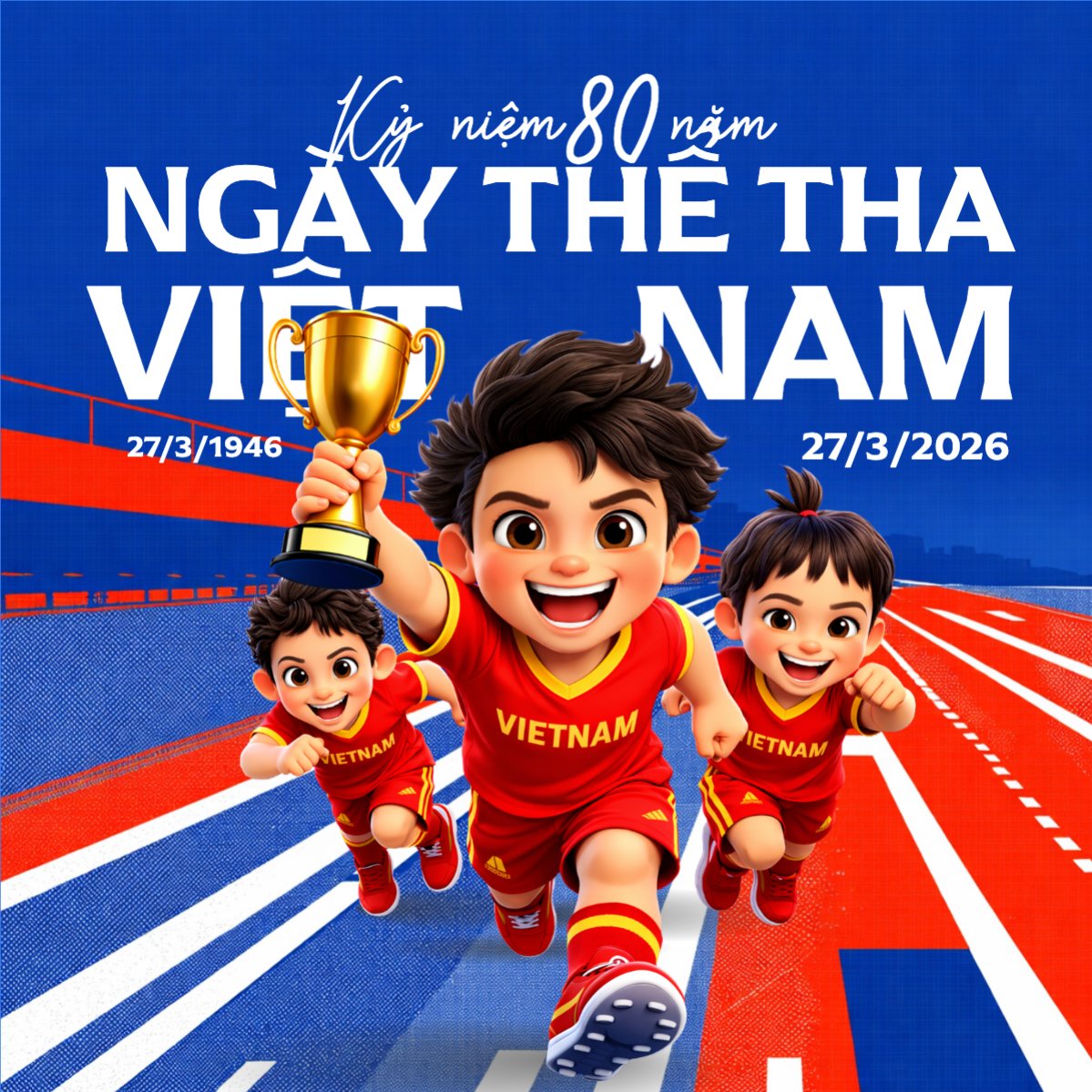 Mẫu Bài post MXH vuông Ngày thể thao Việt Nam 27/3 — LayerPic