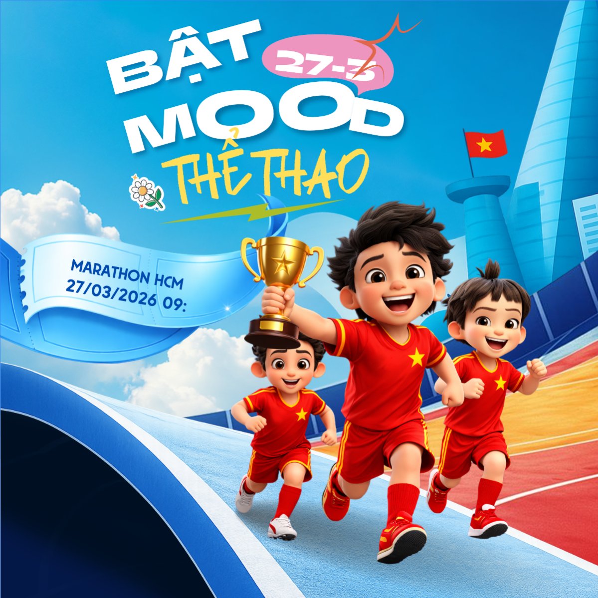 Mẫu Bài post MXH vuông Bật mood thể thao — LayerPic