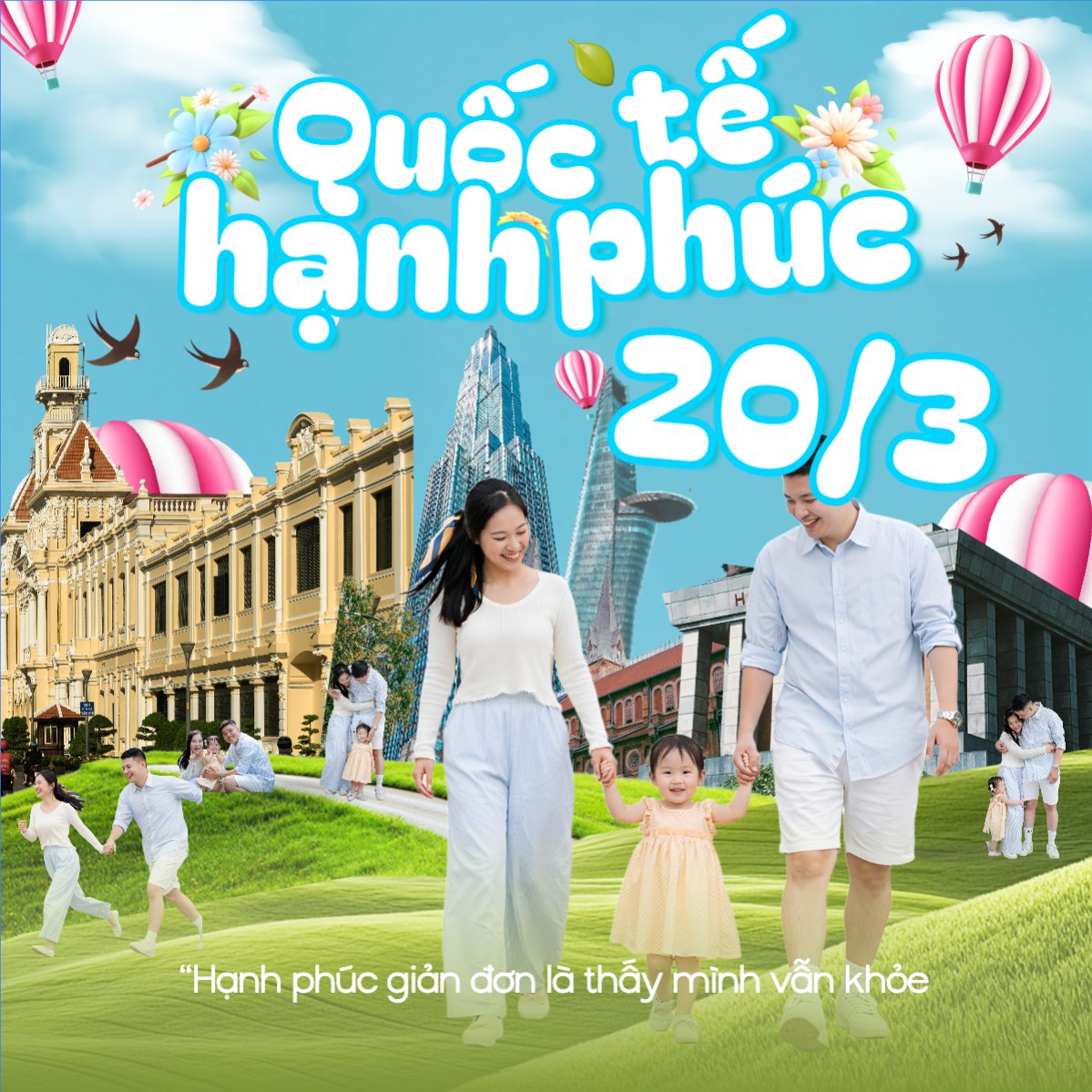 Mẫu Bài post MXH vuông Quốc tế hạnh phúc 20/3 — LayerPic