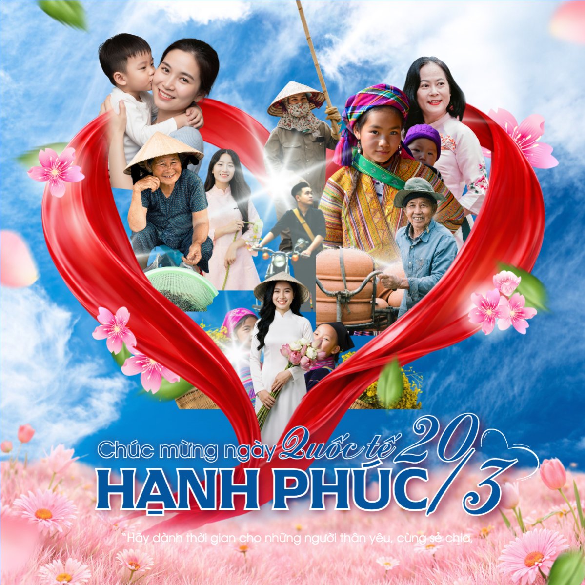 Mẫu Bài post MXH vuông Chúc mừng ngày quốc tế hạnh phúc 20/3 — LayerPic