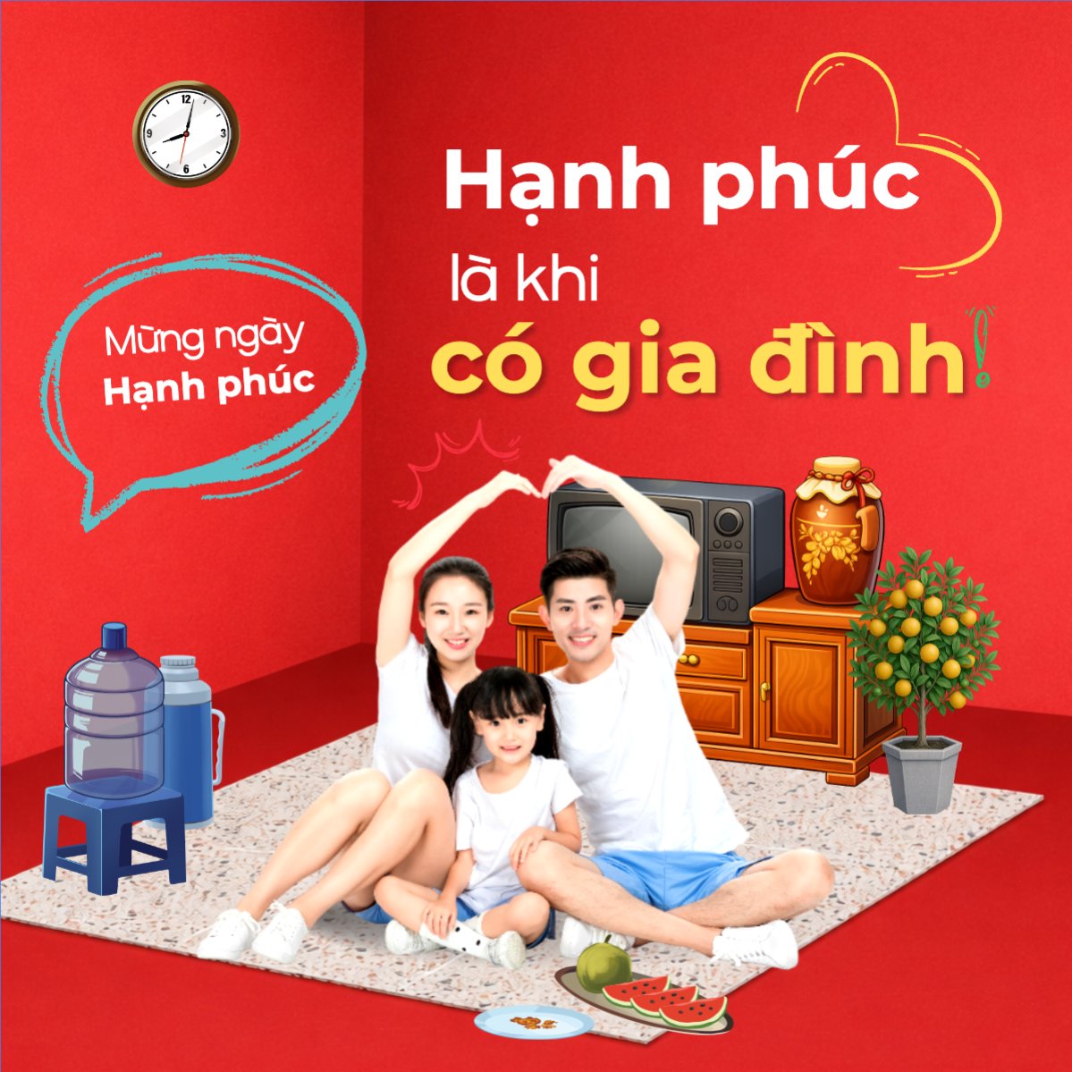 Mẫu Bài post MXH vuông Mừng ngày hạnh phúc — LayerPic