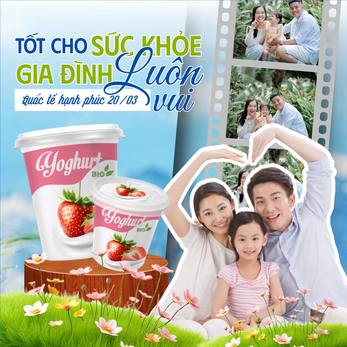 Mẫu Bài post MXH vuông Ngày quốc tế hạnh phúc 20/3 — LayerPic