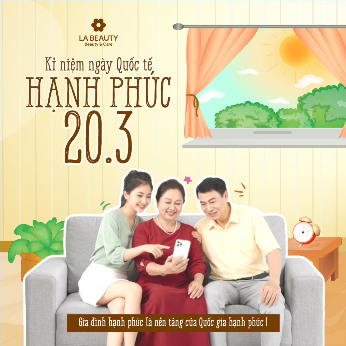 Mẫu Bài post MXH vuông Kỉ niệm ngày Quốc Tế Hạnh Phúc 20/3 — LayerPic