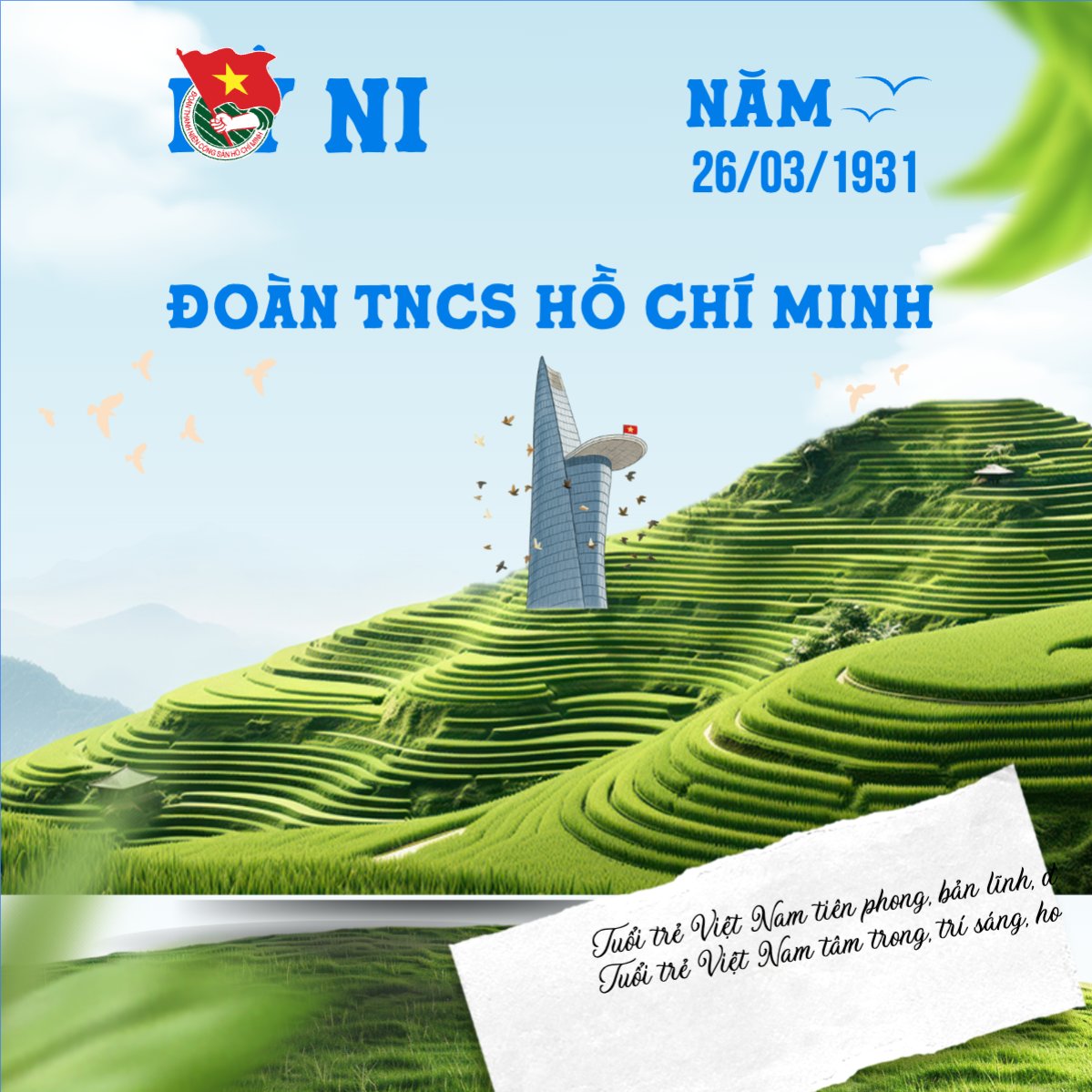 Mẫu Bài post MXH vuông Ngày thành lập đoàn thanh niên cộng sản — LayerPic