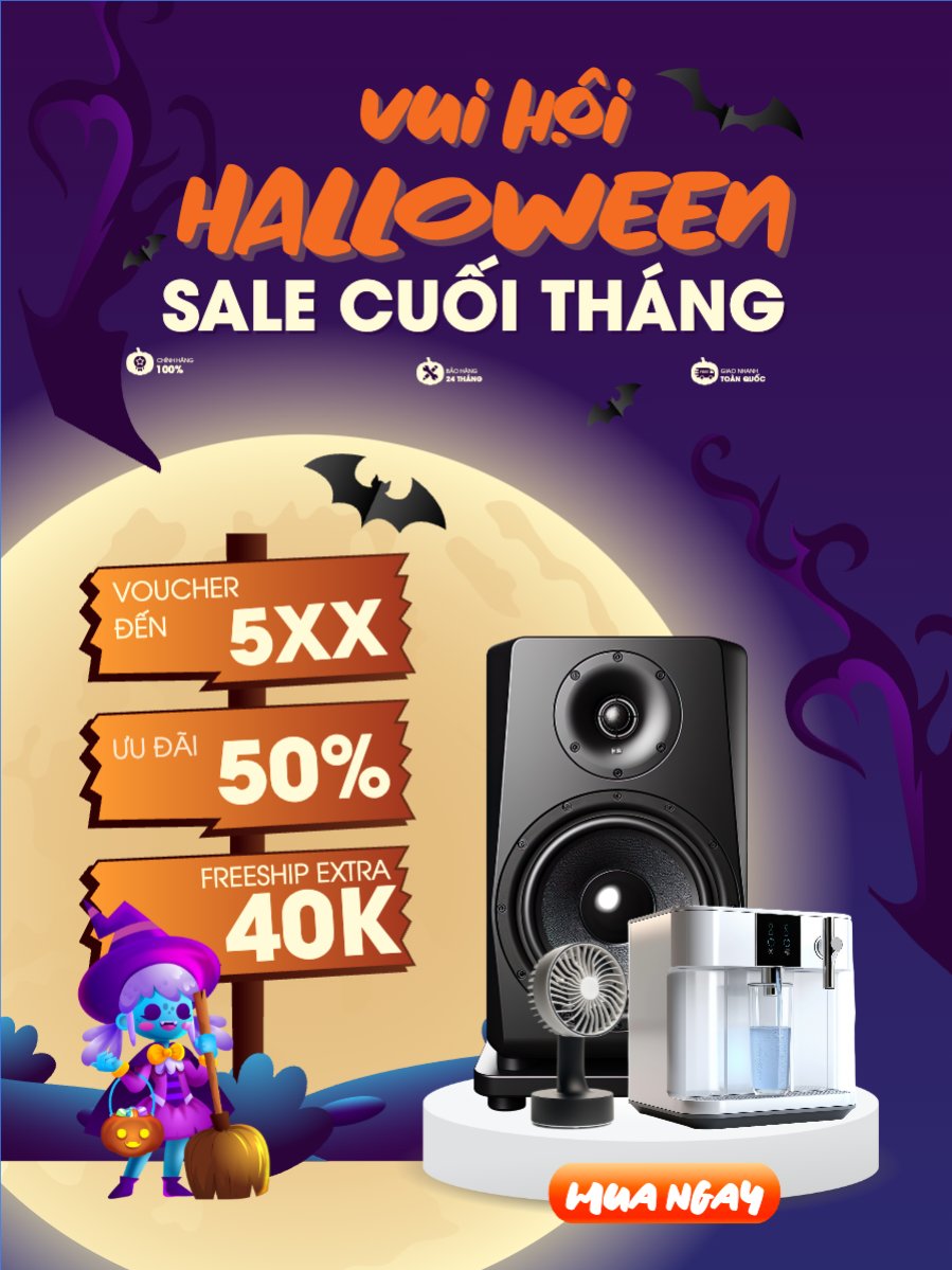 Mẫu Banner dọc Halloween, lễ hội ma quái, sự kiện, event, công nghệ, technology, điện tử, electronic, dễ thương, cute, chibi, hoạt hình, cartoon — LayerPic