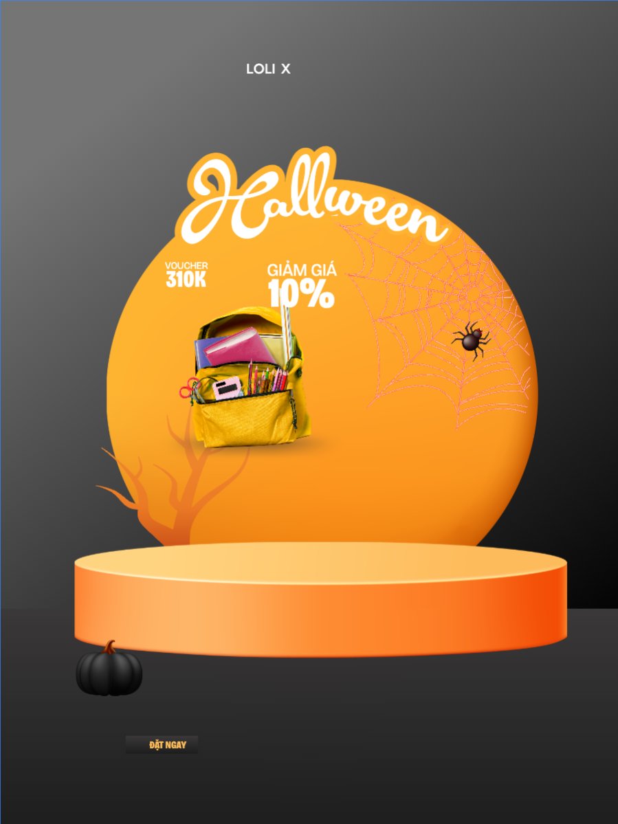 Mẫu Banner dọc Halloween, lễ hội ma quái, balo, thời trang, fashion, sự kiện, event, dễ thương, cute, chibi, hoạt hình, cartoon — LayerPic
