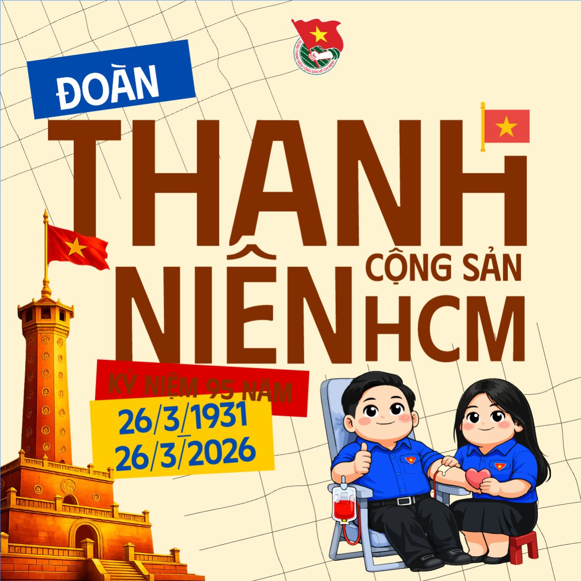 Mẫu Bài post MXH vuông Ngày thành lập đoàn thanh niên cộng sản — LayerPic