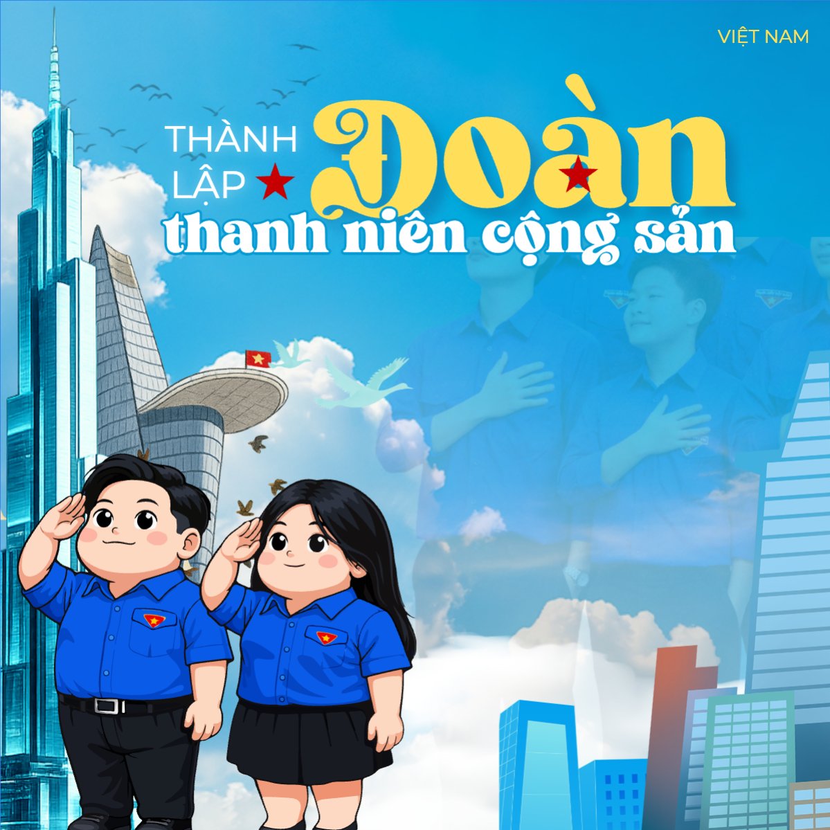 Mẫu Bài post MXH vuông Thành lập Đoàn TNCS — LayerPic