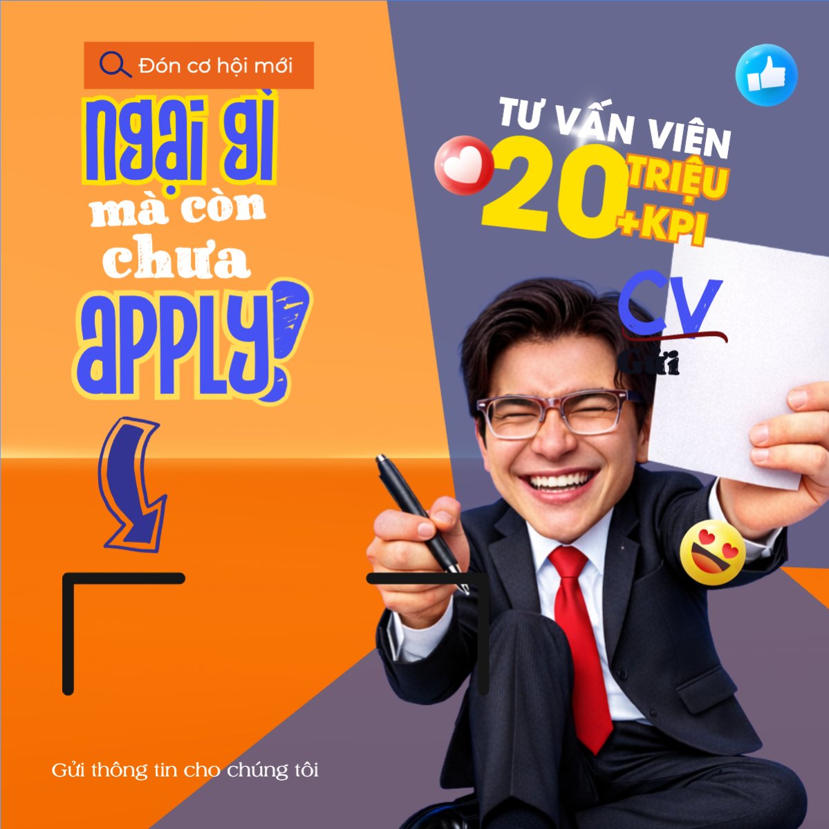 Mẫu Bài post MXH vuông Ngại gì mà còn chưa apply — LayerPic
