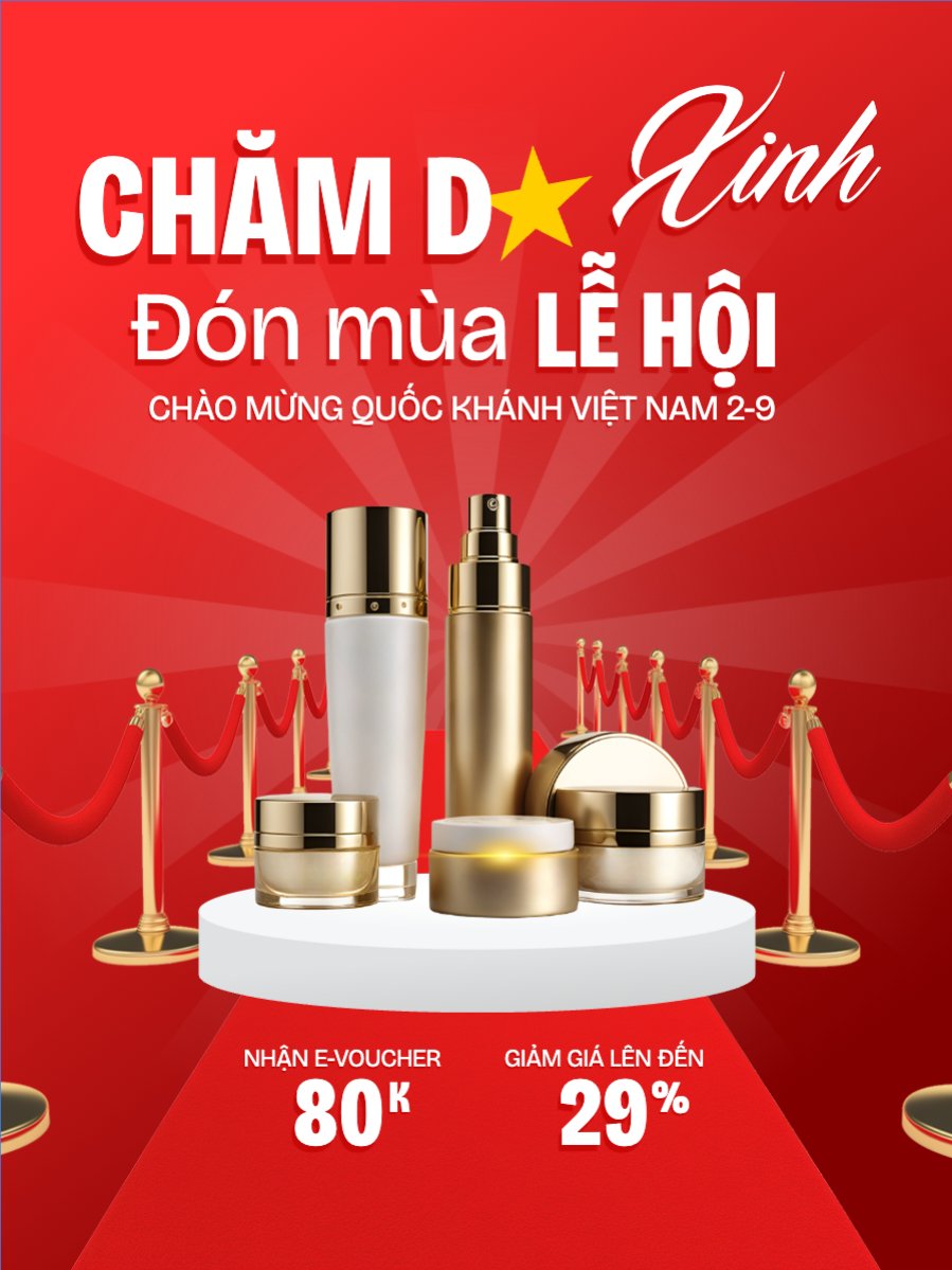 Mẫu Banner dọc 2/9, Quốc Khánh, lễ hội, Việt Nam, làm đẹp, spa, beauty, thẩm mỹ, skincare, hiện đại, modern — LayerPic