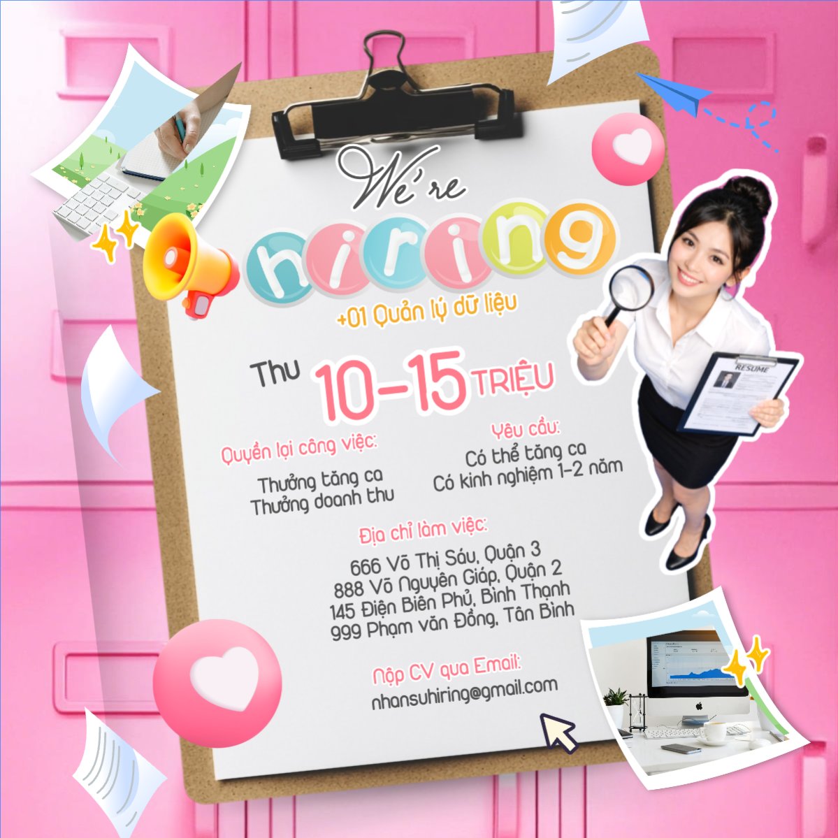 Mẫu Bài post MXH vuông We're hiring — LayerPic