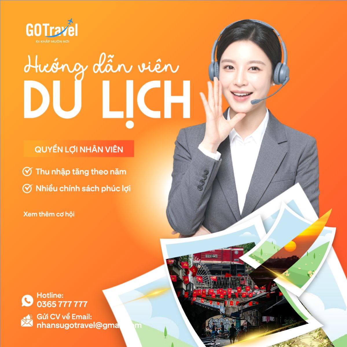 Mẫu Bài post MXH vuông Hướng dẫn viên du lịch — LayerPic