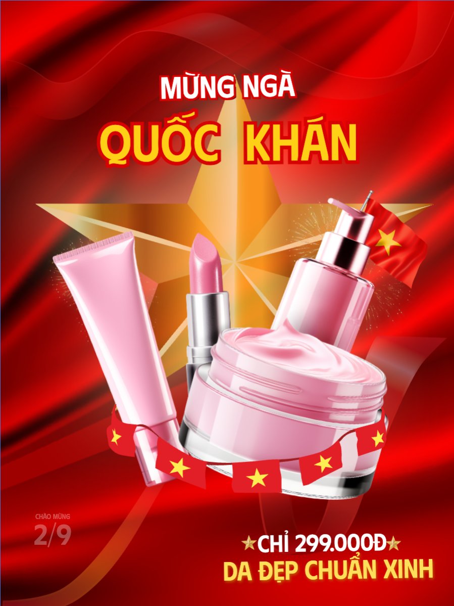 Mẫu Banner dọc 2/9, Quốc Khánh, lễ hội, Việt Nam, beauty, mỹ phẩm, cosmetic, làm đẹp, thẫm mỹ — LayerPic
