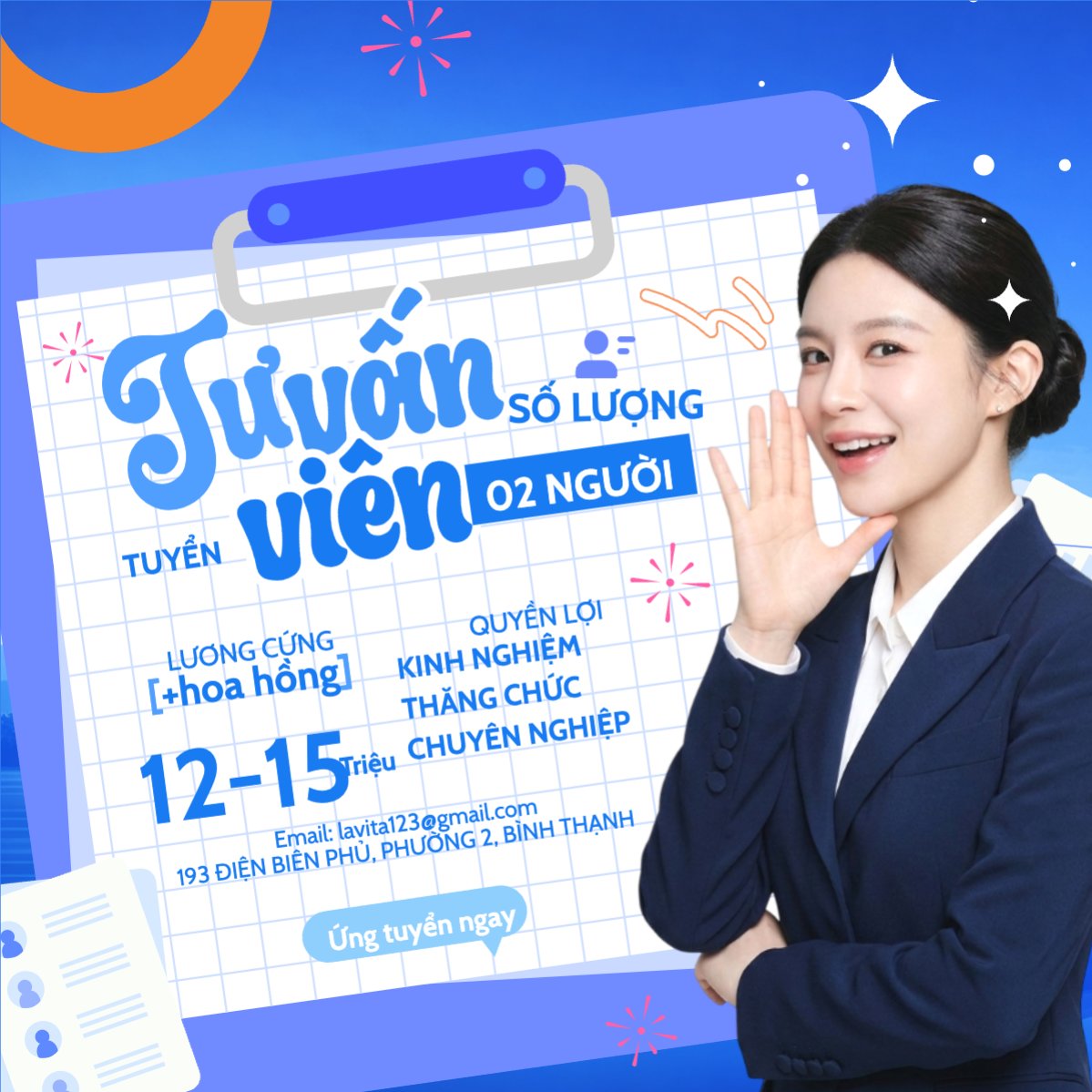 Mẫu Bài post MXH vuông Tuyển dung tư vấn viên — LayerPic