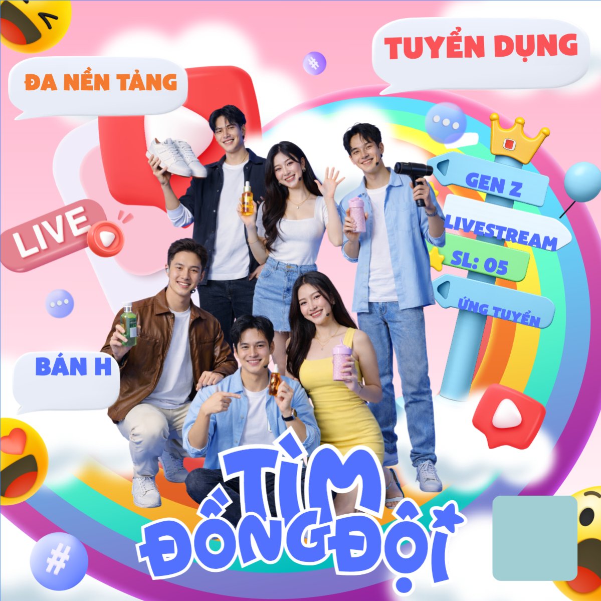 Mẫu Bài post MXH vuông Tìm đồng đội — LayerPic