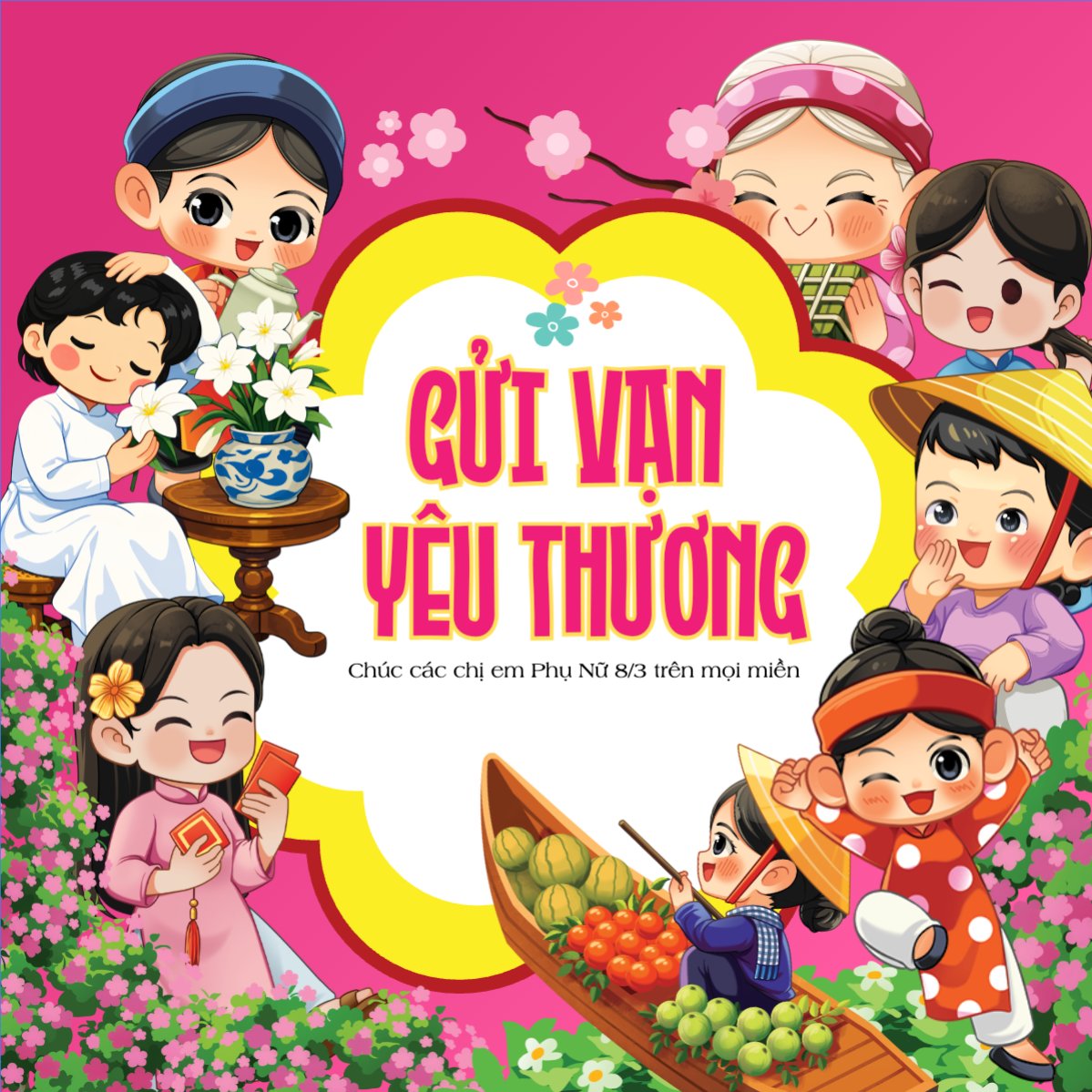 Mẫu Bài post MXH vuông Gửi vạn yêu thương — LayerPic