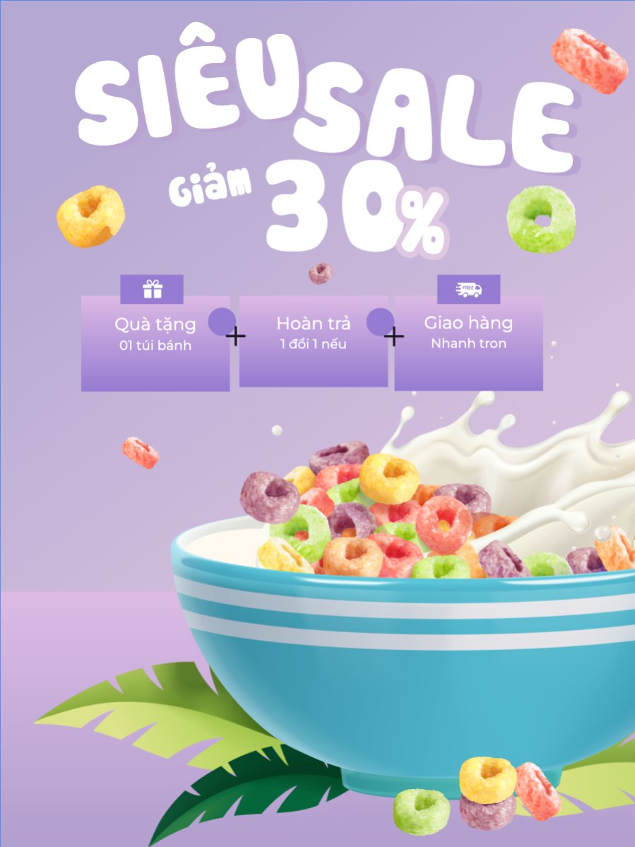 Mẫu Banner dọc Em bé, baby, trẻ em, kids, ngũ cốc, cereal, đồ ăn, food, thực phẩm, ẩm thực, món ăn, F&B, thức ăn — LayerPic