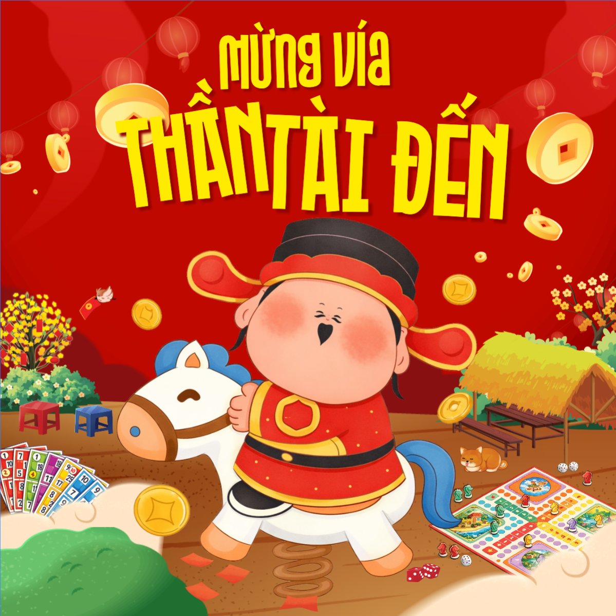 Mẫu Bài post MXH vuông Vía thần tài — LayerPic