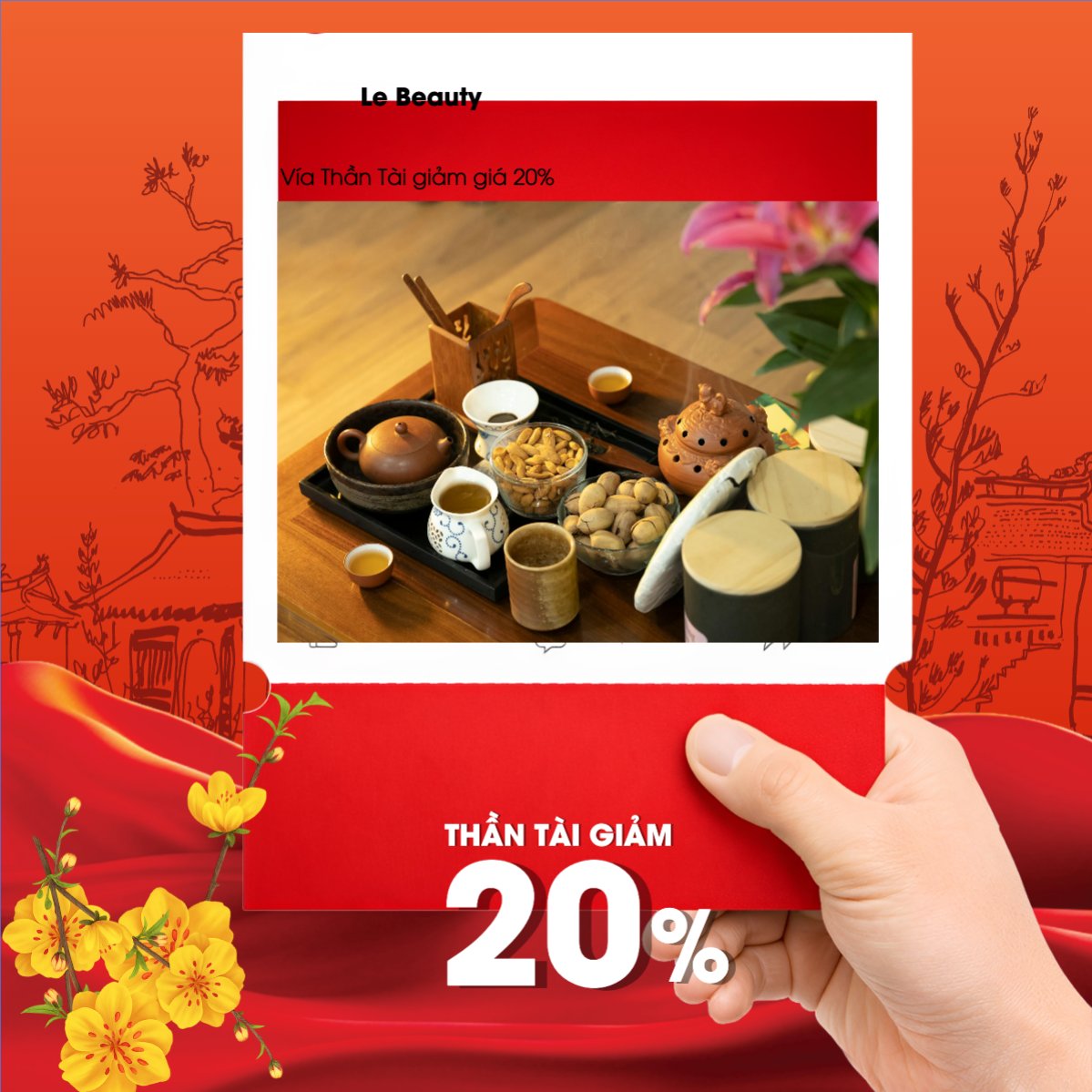 Mẫu Bài post MXH vuông Vía thần tài giảm giá — LayerPic