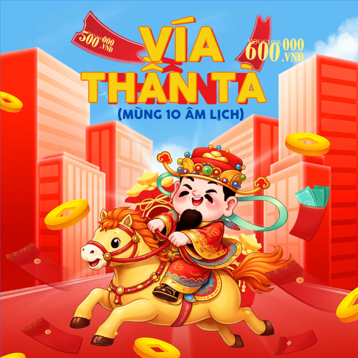 Mẫu Bài post MXH vuông Vía thần tài — LayerPic
