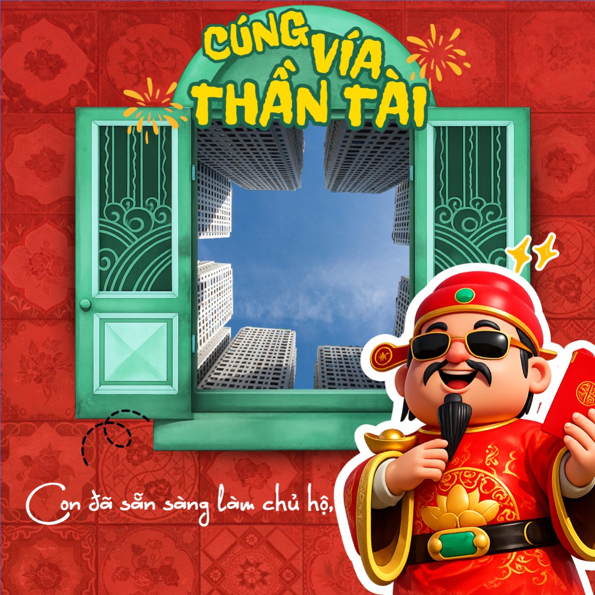 Mẫu Bài post MXH vuông Cúng vía thần tài — LayerPic